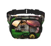 Bauchtasche für Damen, Motiv: alter Traktor, Bauernhof, mit verstellbarem Gurt, für Workout/Laufen/Wandern, Umhängetasche, Schwarz , Einheitsgröße