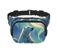 Bauchtasche für Damen, Motiv: Eisbären und Nordlichter, wasserdicht, verstellbar, modisch, lässig, Umhängetasche, Bauchtasche für Laufen, Workout, Wandern, Reisen, Schwarz, Einheitsgröße, Schwarz ,