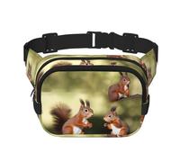 Bauchtasche für Damen, Motiv: niedliche Eichhörnchen, wasserdicht, verstellbar, modisch, lässig, Crossbody-Tasche, Bauchtasche für Laufen, Workout, Wandern, Reisen, Schwarz, Einheitsgröße, Schwarz ,