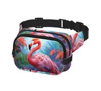 Bauchtasche für Damen und Herren, bemalte Flamingo-Gürteltasche mit verstellbaren Trägern, Brusttasche, Reise-Umhängetasche, Schwarz, Einheitsgröße, Schwarz , Einheitsgröße