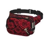 Bauchtasche für Damen und Herren, Crossbody-Hüfttasche, Herzförmige Rosen, Gürteltasche mit verstellbarem Riemen, Hüfttasche