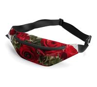 Bauchtasche für Damen und Herren, frische rote Rosen, Gürteltasche, Sport-Taillentasche mit verstellbarem Riemen, modische Hüfttasche für Reisen, Laufen, Workout, weiß, 36 x 15 cm, weiß, 14.2x5.9