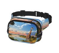 Bauchtasche für Damen und Herren, Gürteltasche, afrikanische Landschaft mit Nil und Giraffe, Hüfttaschen mit verstellbaren Riemen, Brusttasche, Reise-Crossbody-Tasche