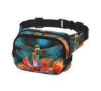 Bauchtasche für Damen und Herren, Gürteltasche, Libelle auf der Blume, Hüfttaschen mit verstellbaren Trägern, Brusttasche, Reise-Umhängetasche, Schwarz, Einheitsgröße, Schwarz , Einheitsgröße
