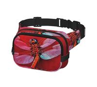 Bauchtasche für Damen und Herren, Gürteltasche, Libelle auf rotem Hintergrund, Hüfttaschen mit verstellbaren Trägern, Brusttasche, Reise-Umhängetasche, Schwarz, Einheitsgröße, Schwarz , Einheitsgröße