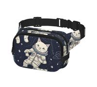 Bauchtasche für Damen und Herren, Gürteltasche, lustige Katze, Astronaut, Hüfttasche mit verstellbaren Trägern, Brusttasche, Reise-Umhängetasche, Schwarz, Einheitsgröße, Schwarz , Einheitsgröße