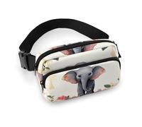 Bauchtasche für Damen und Herren, Gürteltasche mit verstellbarem Riemen, Eiffelturm-Hüfttasche für den Alltag, Glückselefant, 20x13cm