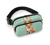 Bauchtasche für Damen und Herren, Gürteltasche mit verstellbarem Riemen, Galaxie, Tier, Libelle, Hüfttasche für den Alltag, Corgi Cute Dog, 20x13cm
