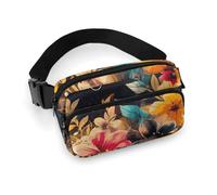 Bauchtasche für Damen und Herren, Gürteltasche mit verstellbarem Riemen, niedlicher Delfin, Schneeflocke, Hüfttasche für den Alltag, Mehrfarbiges Blumenmuster, 20x13cm