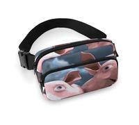 Bauchtasche für Damen und Herren, Gürteltasche mit verstellbarem Riemen, Panda-Hüfttasche für den Alltag, Lustige 3D-Schweine, 20x13cm