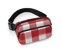 Bauchtasche für Damen und Herren, Gürteltasche mit verstellbarem Riemen, schwarze Weltkarte, Hüfttasche für den Alltag, Karierte weiße Quadrate, 20x13cm