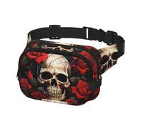 Bauchtasche für Damen und Herren, Gürteltasche, Totenkopf, rosarot, mit verstellbaren Trägern, Brusttasche, Reise-Umhängetasche, Schwarz, Einheitsgröße, Schwarz , Einheitsgröße