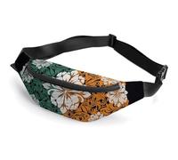 Bauchtasche für Damen und Herren, Muster auf schwarzem Hintergrund, Gürteltasche, Sport-Hüfttasche mit verstellbarem Riemen, modische Hüfttasche für Reisen, Laufen, Workout, weiß, 36 x 15 cm, weiß,