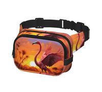 Bauchtasche für Damen und Herren, Umhängetasche, Flamingo, Sonnenuntergang, Gürteltasche mit verstellbarem Riemen, Hüfttasche