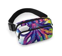 Bauchtasche für Damen und Herren, Umhängetasche, kleiner Sling-Rucksack, Boot auf dem Ozean, Gürteltasche, Bunte Kraken, 20x13cm