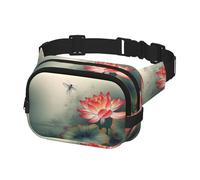 Bauchtasche für Damen und Herren, Umhängetasche mit Blume und Libelle, Gürteltasche mit verstellbarem Riemen, Hüfttasche