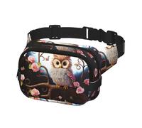 Bauchtasche für Damen und Herren, Umhängetasche, niedliche Eule, Baum, Blumen und Eichhörnchen, Gürteltasche mit verstellbarem Riemen, Hüfttasche