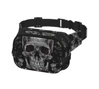 Bauchtasche für Damen und Herren, Umhängetasche, Totenkopf-Skelett, Gürteltasche mit verstellbarem Riemen, Hüfttasche