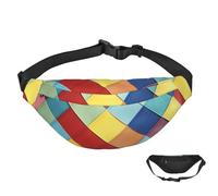 Bauchtasche für Damen und Herren, wasserdicht, Hüfttasche, cooler Totenkopfkopf und Rosen, Hüfttasche mit verstellbarem Riemen, Buntes Karomuster, Einheitsgröße