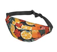 Bauchtasche für Damen und Herren, wasserdichte Gürteltasche mit verstellbarem Gürtel, lässige Umhängetasche, Reise-Hüfttasche für Sport, Laufen, Radfahren, Bunte tropische Blätter und Zitronen,