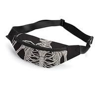 Bauchtasche für Erwachsene und Kinder, mit Totenkopf-Motiv, Rot und Blau, Rock-Skelett, Einheitsgröße