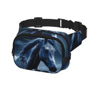 Bauchtasche für Herren und Damen, Crossbody-Hüfttasche, blaues Pferd, Gürteltasche mit verstellbarem Gurt, Hüfttasche, Schwarz, Einheitsgröße, Schwarz , Einheitsgröße