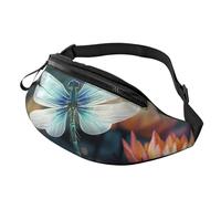 Bauchtasche für Herren und Damen, Crossbody-Hüfttasche, Libelle mit Seerose, Gürteltasche mit verstellbarem Riemen, Hüfttasche, Schwarz, Einheitsgröße, Schwarz , Einheitsgröße