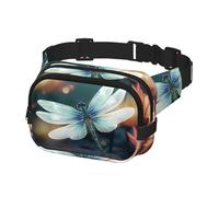 Bauchtasche für Herren und Damen, Crossbody-Hüfttasche, Libelle mit Seerose, Gürteltasche mit verstellbarem Riemen, Hüfttasche, Schwarz, Einheitsgröße, Schwarz , Einheitsgröße