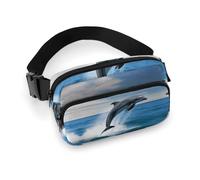 Bauchtasche für Herren und Damen, Delfine, leichte Gürteltasche, voll bedruckt, mit verstellbarem Gurt, für Laufen, Wandern, Reisen, Stil, 20 x 13 cm, Stil:, 20x13cm