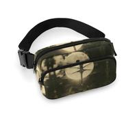 Bauchtasche für Herren und Damen, Libelle und Mond, leichte Gürteltasche, voll bedruckt, mit verstellbarem Gurt, für Laufen, Wandern, Reisen, Stil, 20 x 13 cm, Stil:, 20x13cm