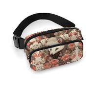 Bauchtasche für Herren und Damen, Opossum und Rosen, leichte Hüfttasche, voll bedruckt, mit verstellbarem Gurt, für Laufen, Wandern, Reisen, Stil, 20 x 13 cm, Stil:, 20x13cm