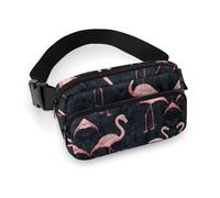 Bauchtasche für Herren und Damen, Pfirsich-Flamingo-Stil, leichte Gürteltasche, voll bedruckt, mit verstellbarem Gurt, für Laufen, Wandern, Reisen, Stil, 20 x 13 cm, Stil:, 20x13cm