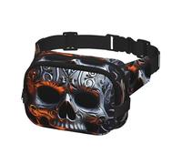 Bauchtasche für Herren und Damen, Umhängetasche, coole Totenkopf-Grafik-Gürteltasche mit verstellbarem Riemen, Hüfttasche, Schwarz, Einheitsgröße, Schwarz , Einheitsgröße
