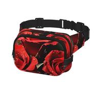 Bauchtasche für Herren und Damen, Umhängetasche, romantische rote Rosen, Gürteltasche mit verstellbarem Riemen, Hüfttasche