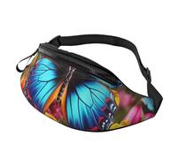 Bauchtasche für Männer Frauen Crossbody Hüfttasche Bunte Schmetterling und Blumen Gürteltasche mit Verstellbarem Gurt Hip Bauchtasche Schwarz Einheitsgröße, Schwarz , Einheitsgröße