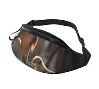 Bauchtasche für Männer und Frauen, Crossbody-Gürteltasche, niedlicher Hund und Pferd, Gürteltasche mit verstellbarem Gurt, Hüfttasche, Schwarz, Einheitsgröße, Schwarz , Einheitsgröße