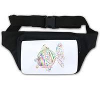 Bauchtasche mit abstraktem buntem Fischmotiv, Weiß