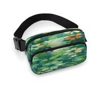 Bauchtasche mit abstraktem saisonalem grünem Blumenmuster, leichte Gürteltasche mit verstellbarem Riemen, Hüfttasche für Laufen, Reisen