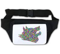 Bauchtasche mit abstraktem Wild-Wolfskopf, bunt, Weiß