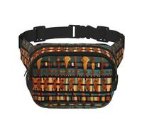 Bauchtasche mit afrikanischem klassischem Webdruck, mit verstellbarem Riemen, quadratisch, doppellagig, Unisex, überall
