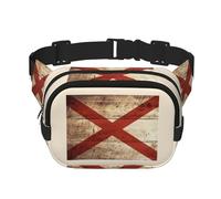 Bauchtasche mit Alabama-Staatsflagge auf alter Holzmaserung, Postkartendruck, mit verstellbarem Gurt, für Workout/Laufen/Wandern, Umhängetasche, Schwarz , Einheitsgröße