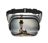 Bauchtasche mit altem Leuchtturm-Druck, mit verstellbarem Riemen, quadratisch, doppellagig, Unisex, überall