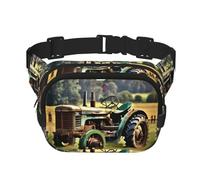 Bauchtasche mit altem Traktor-Foto, Bauernhof, mit verstellbarem Riemen, quadratisch, doppellagig, Unisex, überall