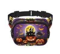 Bauchtasche mit Aufschrift "Happy Halloween Day", mit verstellbarem Riemen, quadratisch, doppellagig, Unisex, überall