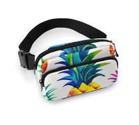 Bauchtasche mit buntem Ananas-Druck, für Damen und Herren, große Brusttasche mit verstellbarem Riemen für Outdoor, Workout, Reisen, Freizeit, Laufen, bunte Ananas, 20 x 13 cm, Bunte Ananas, 20x13cm