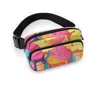 Bauchtasche mit buntem Eiscreme-Aufdruck, für Damen und Herren, große Brusttasche mit verstellbarem Riemen für Outdoor, Workout, Reisen, Freizeit, Laufen, buntes Eis, 20 x 13 cm, Bunte Eiscreme,