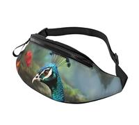 Bauchtasche mit buntem Pfauenmotiv für Herren und Damen, wasserdicht, Sport-Hüfttasche, modische Gürteltasche, Umhängetasche, Hüfttasche mit verstellbarem Riemen, große Schultertasche für Reisen