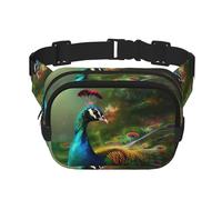 Bauchtasche mit buntem Pfauenmotiv, klein, modisch, leicht, für Damen und Herren, Laufen, Workout, Wandern, Reisen