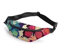 Bauchtasche mit buntem Schmetterlingsmuster, Bauchtasche für Damen und Herren, Bauchtasche, Bauchtasche, Bauchtasche, kleine Bauchtaschen für Damen, Stil, 36 x 15 cm, Stil:, 36*15cm