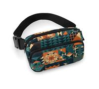 Bauchtasche mit buntem Tribal-Muster, bedruckte Bauchtasche für Damen und Herren, große Brusttasche mit verstellbarem Riemen für Outdoor, Workout, Reisen, Freizeit, Laufen, buntes Tribal-Muster, 20 x